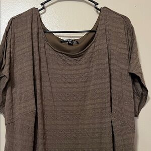 Sharagano Taupe Textured Short-Sleeve Maxi Dress